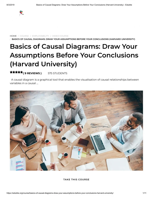 Basics of Causal Diagrams_ Draw Your Assumptions Before Your Conclusions (Harvard University) - Edukite