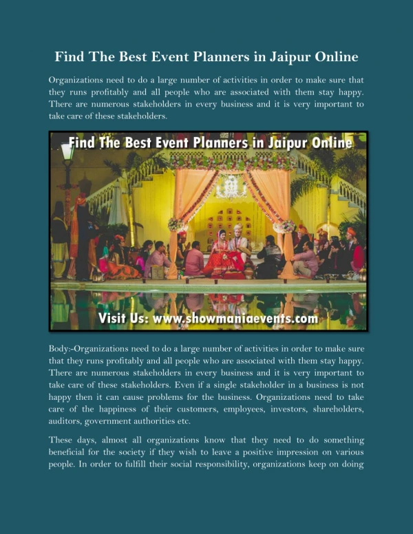 Find The Best Event Planners in Jaipur Online