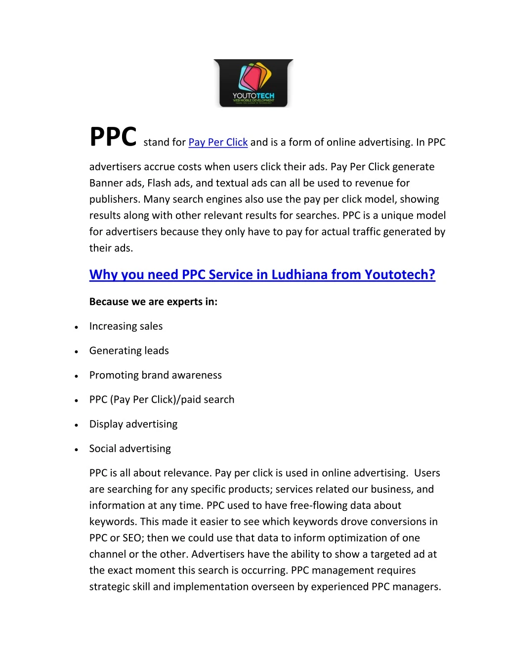 ppc stand for pay per click and is a form