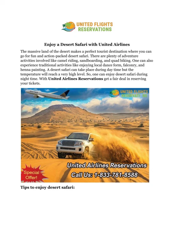 Enjoy a Desert Safari with United Airlines