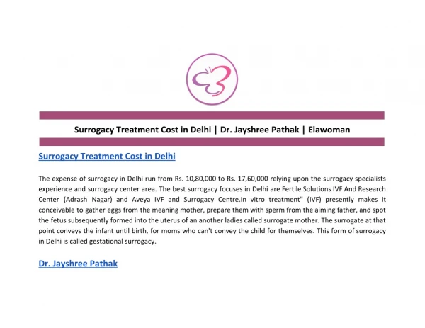 Surrogacy Treatment Cost in Delhi