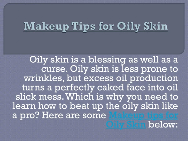 Makeup Tips for Oily Skin
