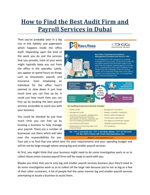 How to Find the Best Audit Firm and Payroll Services in Dubai