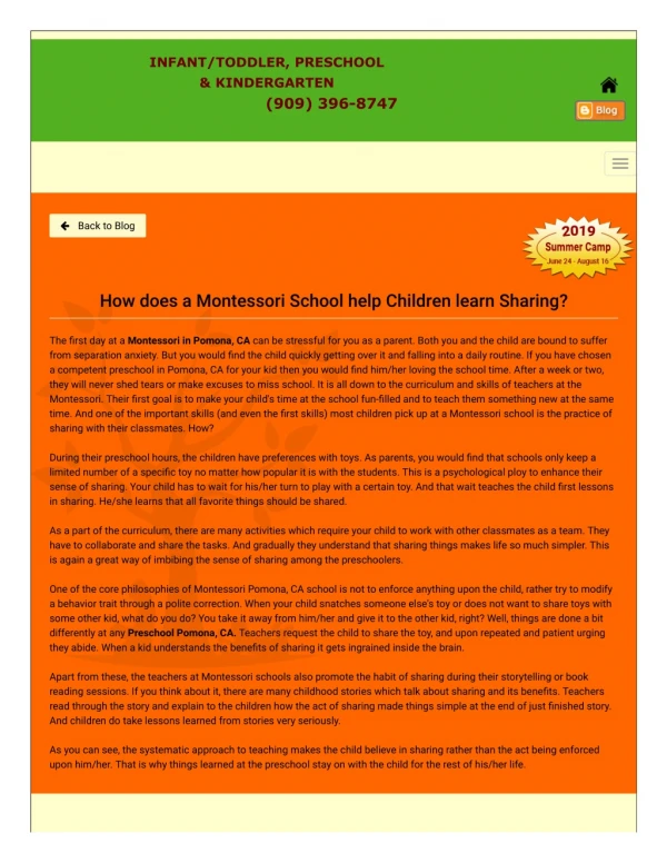 How does a Montessori School help Children learn Sharing?