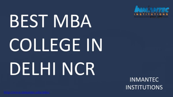 Best MBA College in Delhi NCR - INMANTEC Institutions