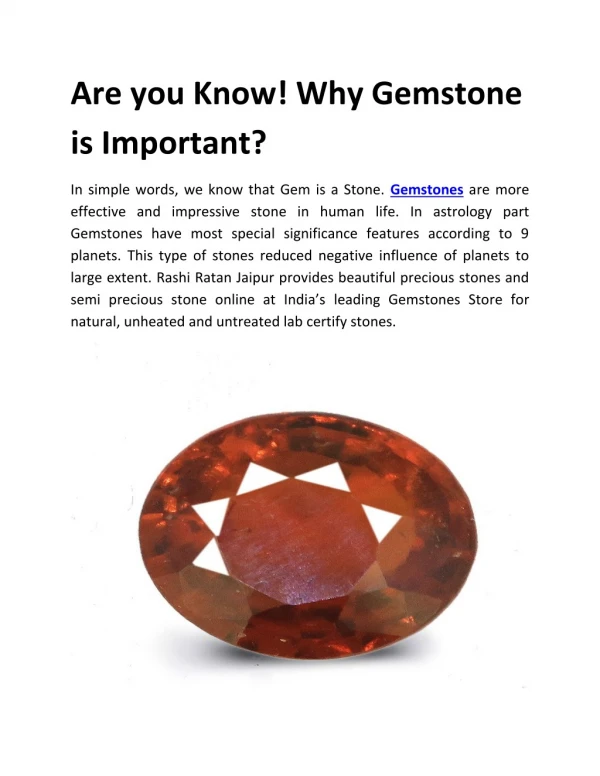 Do you know! Why gemstone needed