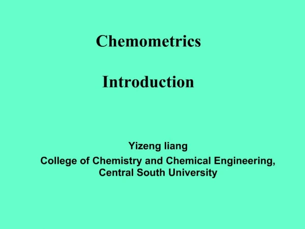 Chemometrics Introduction