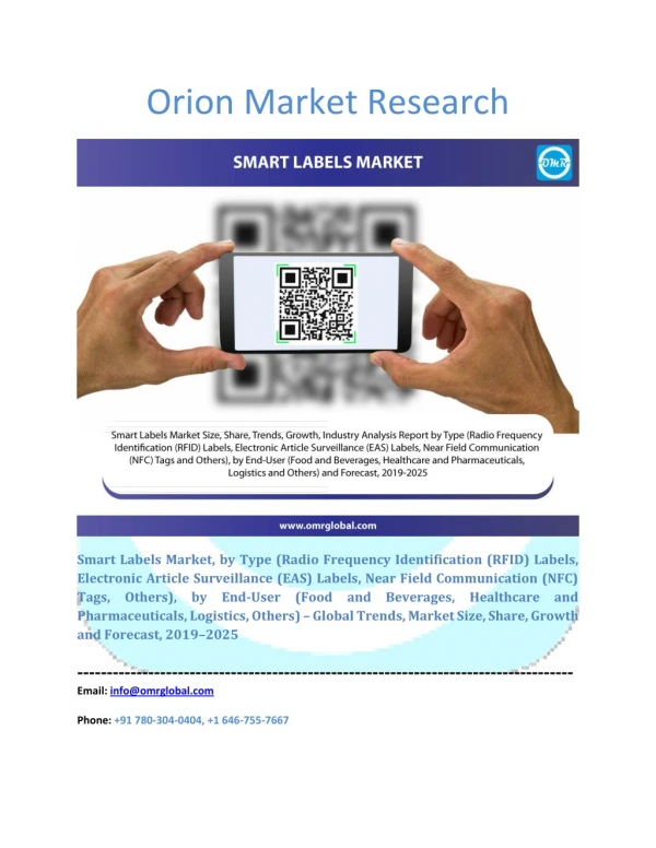 Smart Labels Market: Global Market Size, Industry Trends, Leading Players, Market Share and Forecast 2019-2025