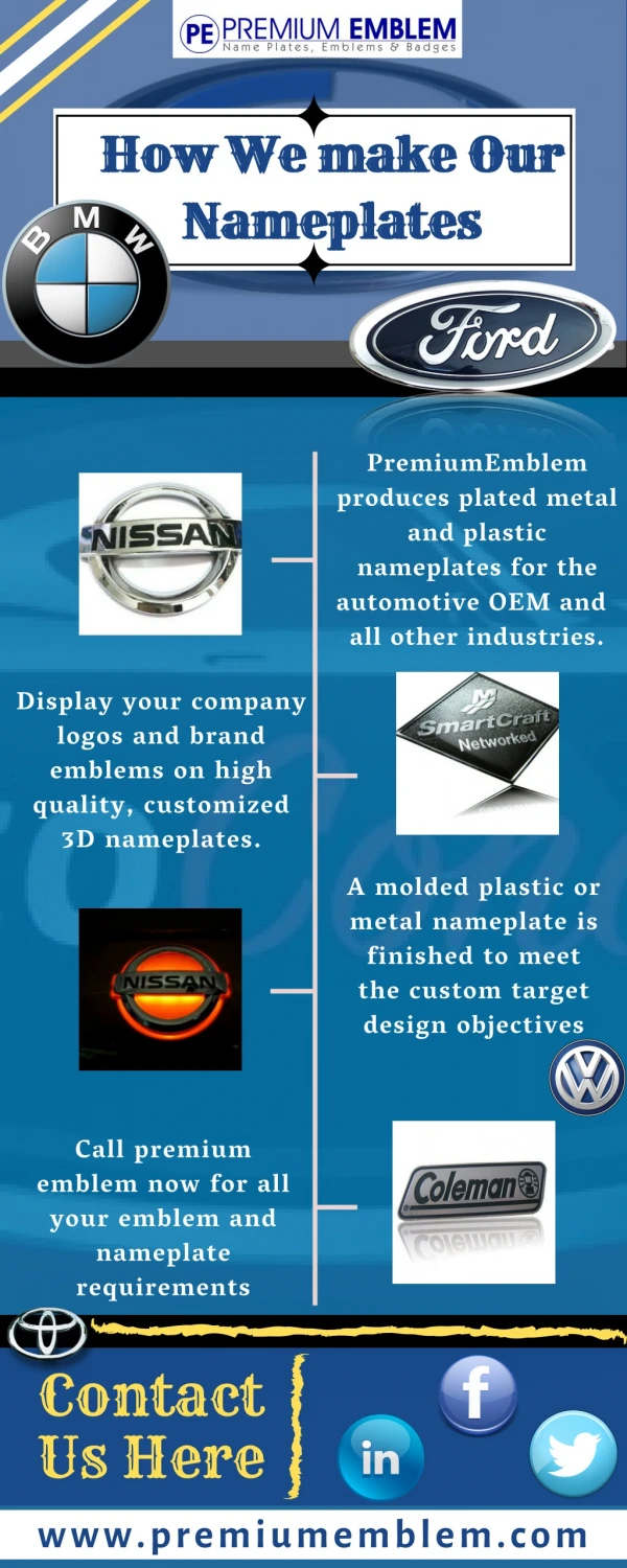 Premium Emblem | Embossed Metal Name Plates | Custom Plastic 3d Nameplates