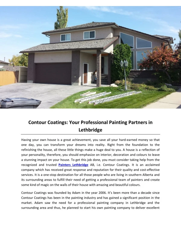 Contour Coatings: Your Professional Painting Partners in Lethbridge