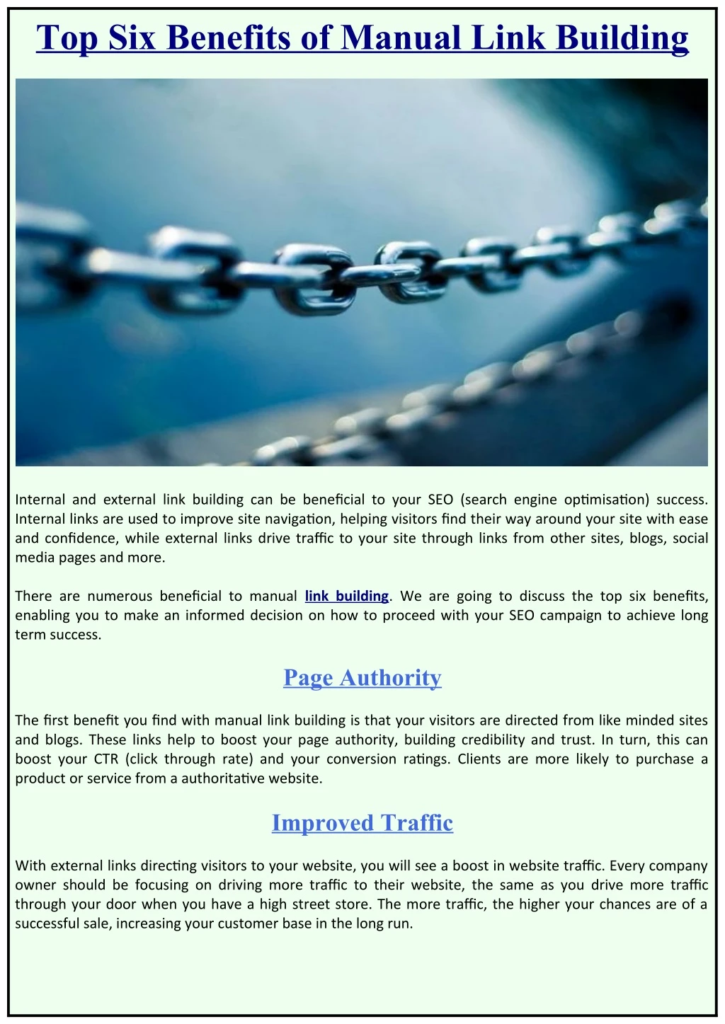 top six benefits of manual link building