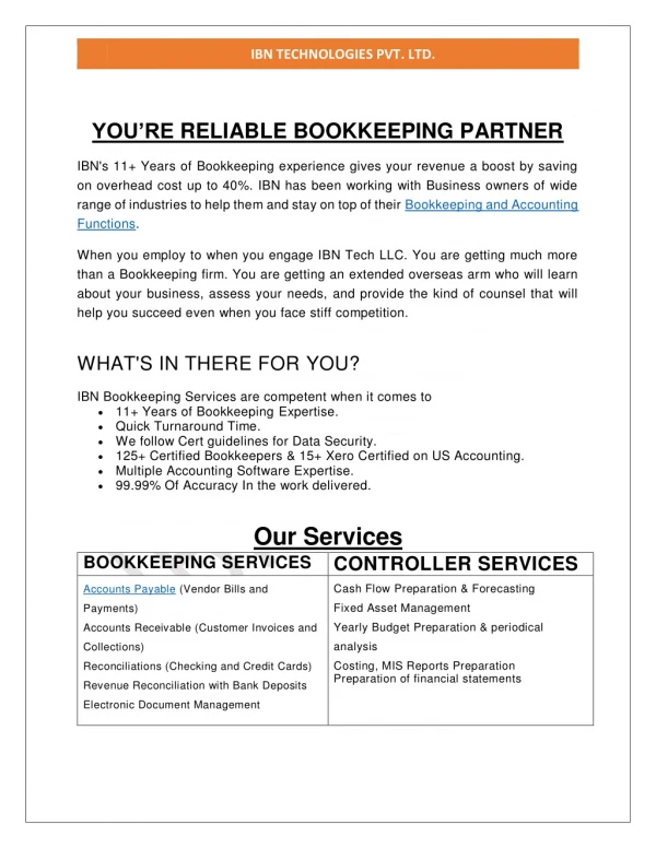 Online Bookkeeping and accounting services for small business