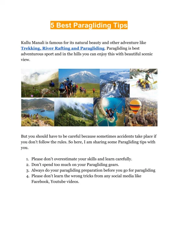 Paragliding Kullu Manali | Book Paragliding in Manali