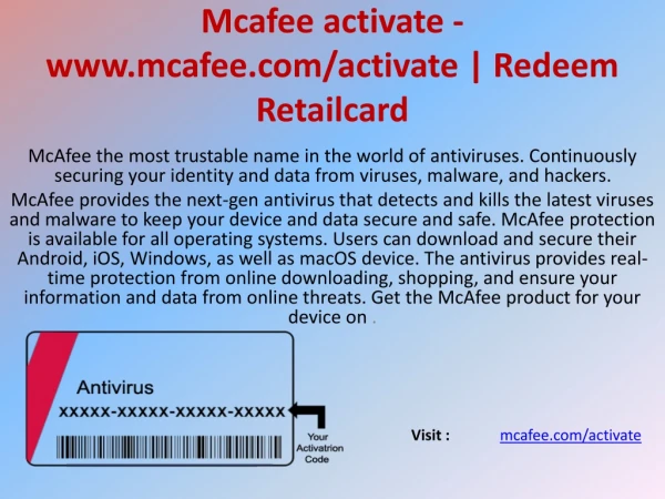 Mcafee activate - www.mcafee.com/activate | Redeem Retailcard