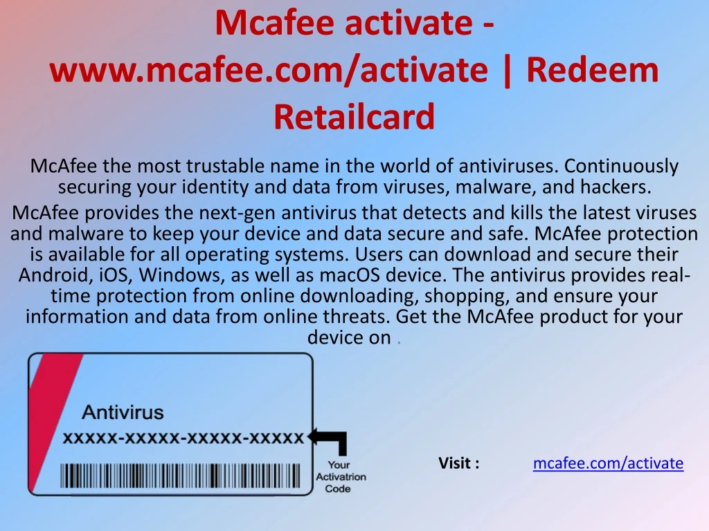 mcafee activate www mcafee com activate redeem retailcard