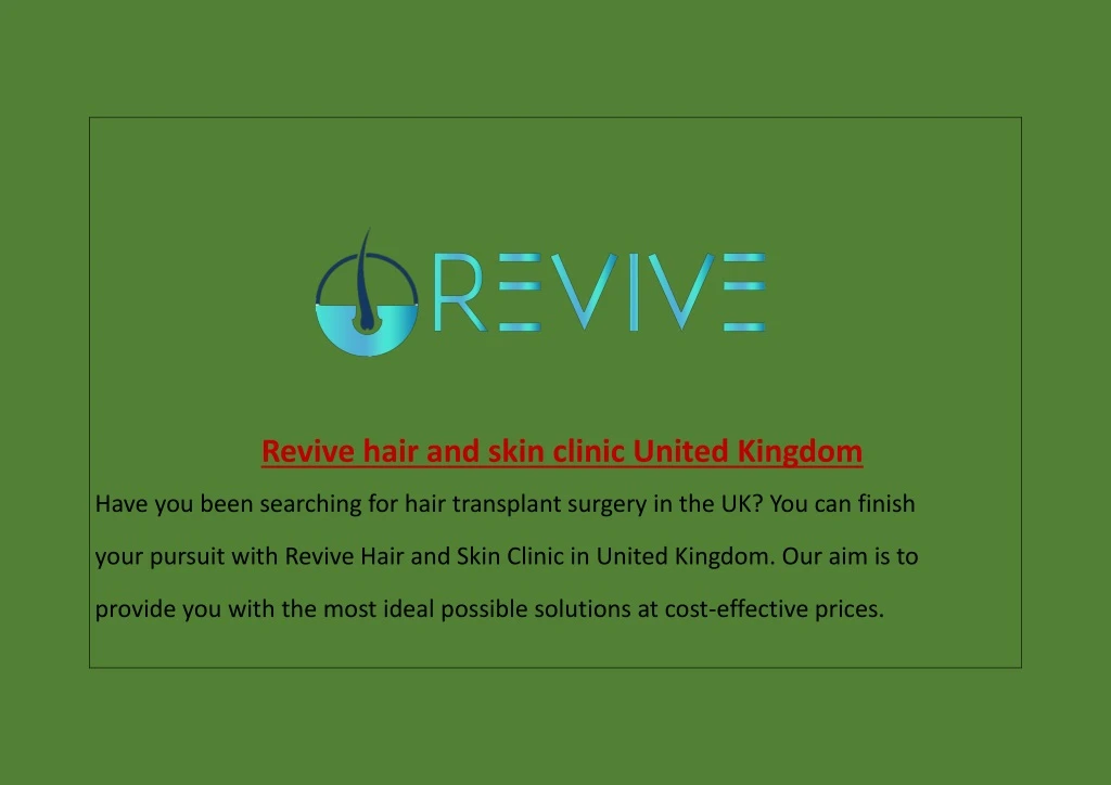revive hair and skin clinic united kingdom