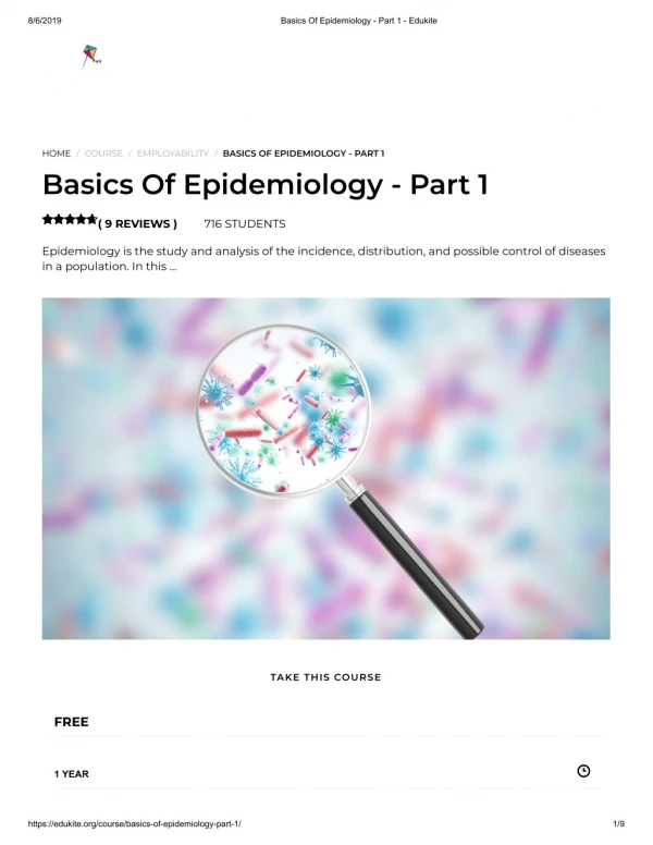 Basics Of Epidemiology - Part 1 - Edukite