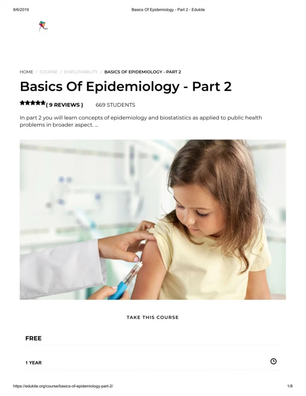 Basics Of Epidemiology - Part 2 - Edukite