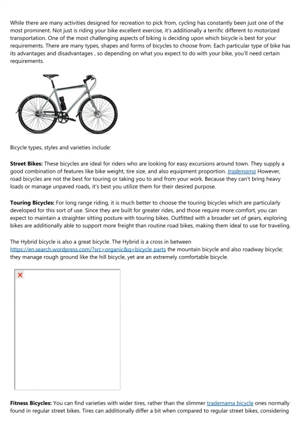 Brief Summary To Buying An Extraordinary Street Bike & Bicycle Retailer Parts
