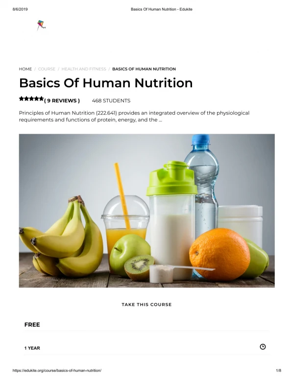 Basics Of Human Nutrition - Edukite