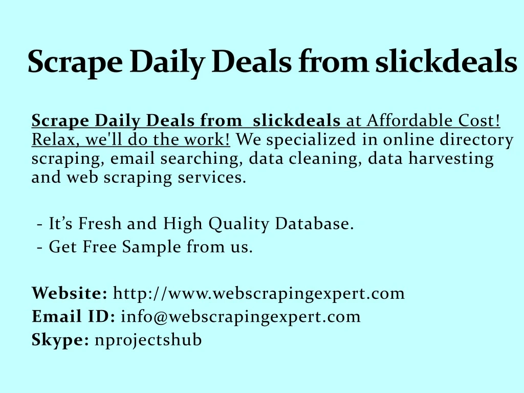 scrape daily deals from slickdeals