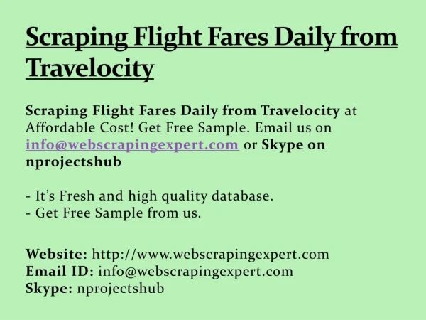Scraping Flight Fares Daily from Travelocity