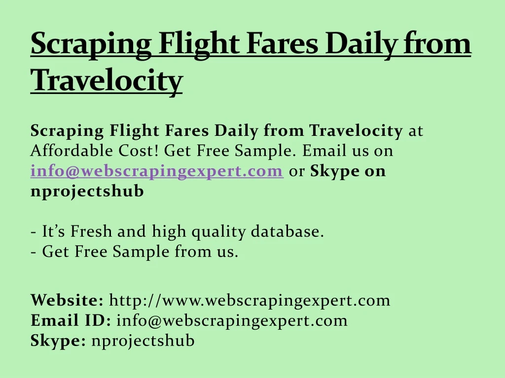 scraping flight fares daily from travelocity