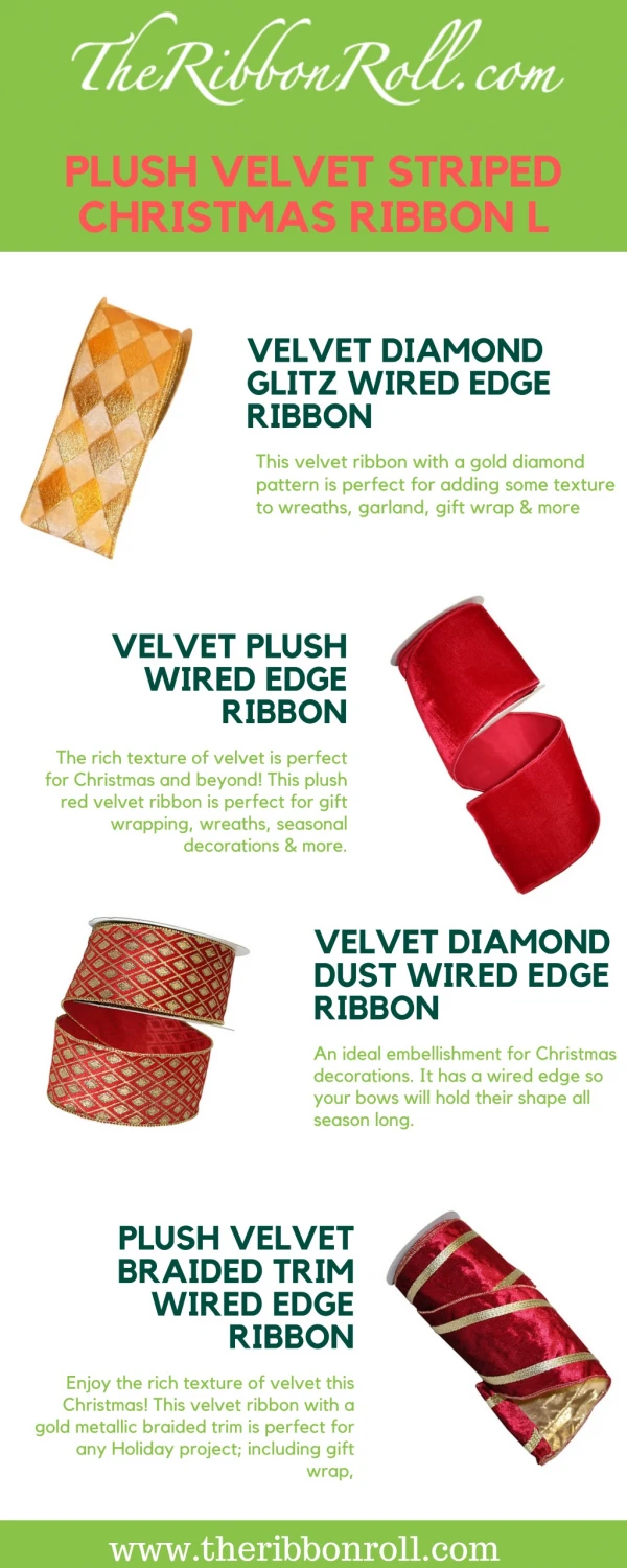 Plush Velvet Striped Christmas Ribbon | The Ribbon Roll
