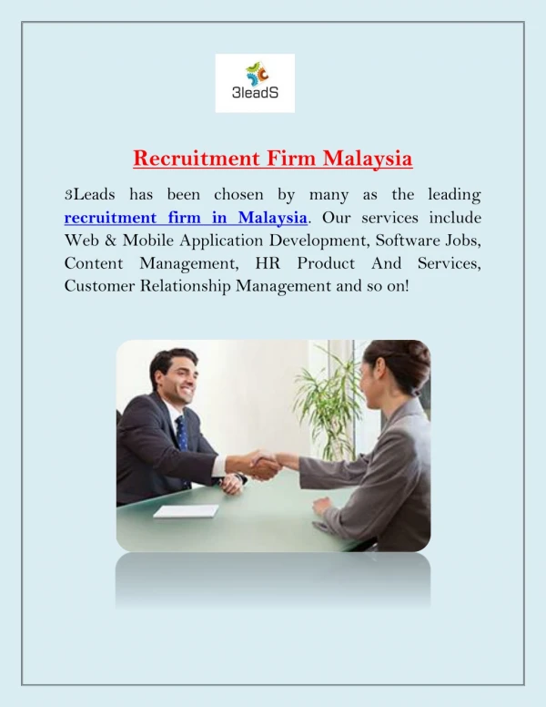 Jobs Recruitment Firm Malaysia - 3Leads Malaysia