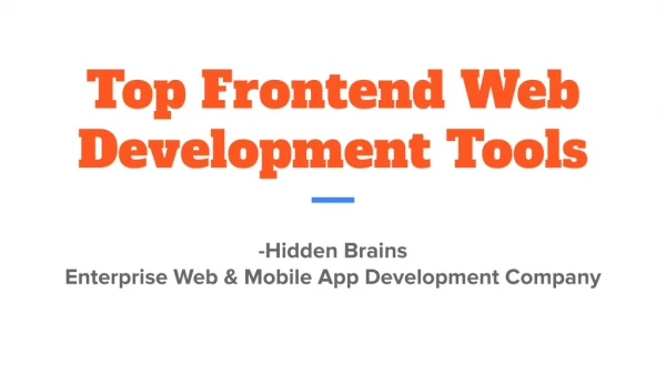 Top Frontend Web Development Tools