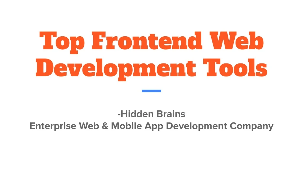 top frontend web development tools