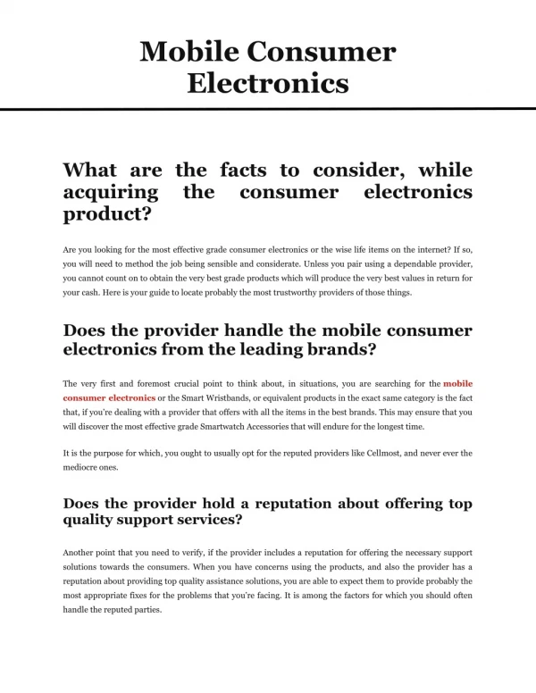 Mobile consumer electronics