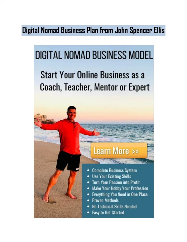 Digital Nomad Business Plan from John Spencer Ellis