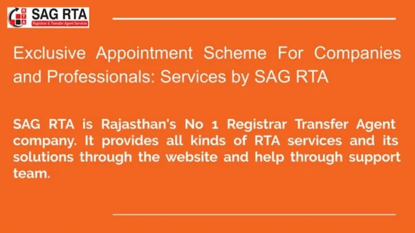 SAG RTA provides all types of RTA services