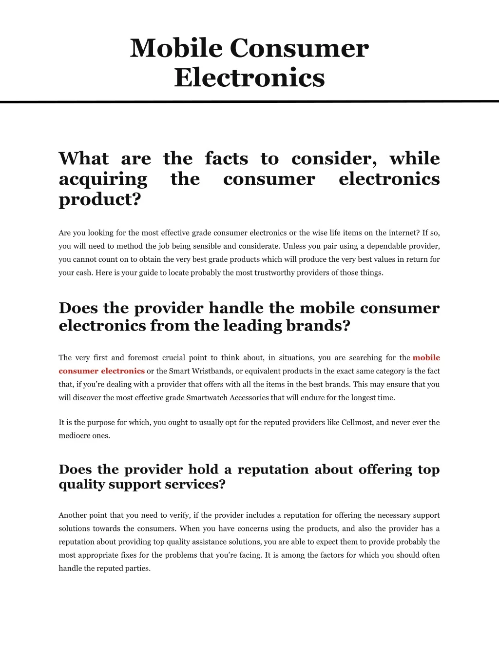 mobile consumer electronics what are the facts