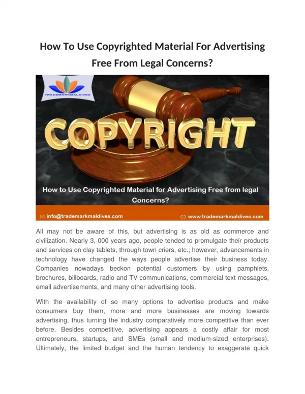 How To Use Copyrighted Material For Advertising Free From Legal Concerns?