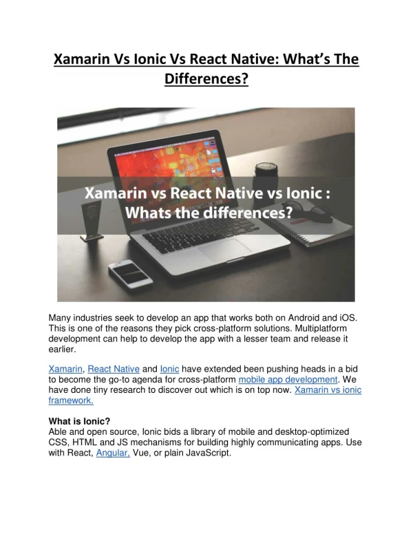 Xamarin vs Ionic vs React Native: What's the Difference?