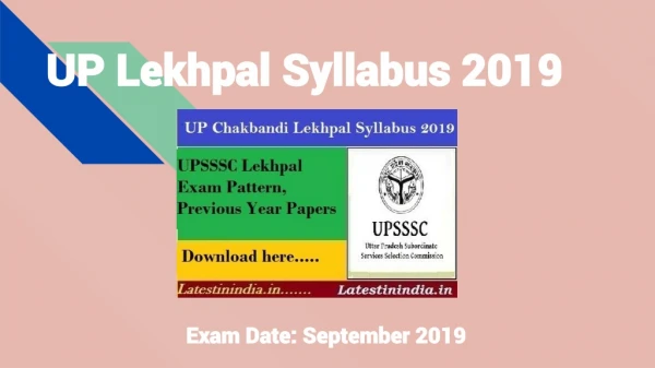 UPSSSC Chakbandi Lekpal Syllabus 2019
