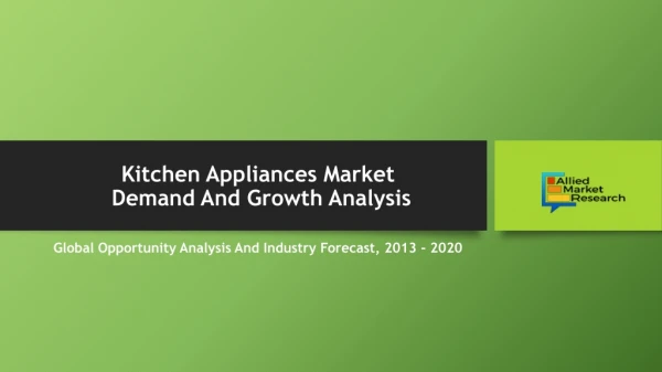 Kitchen Appliances Market - Fture Scope, 2020