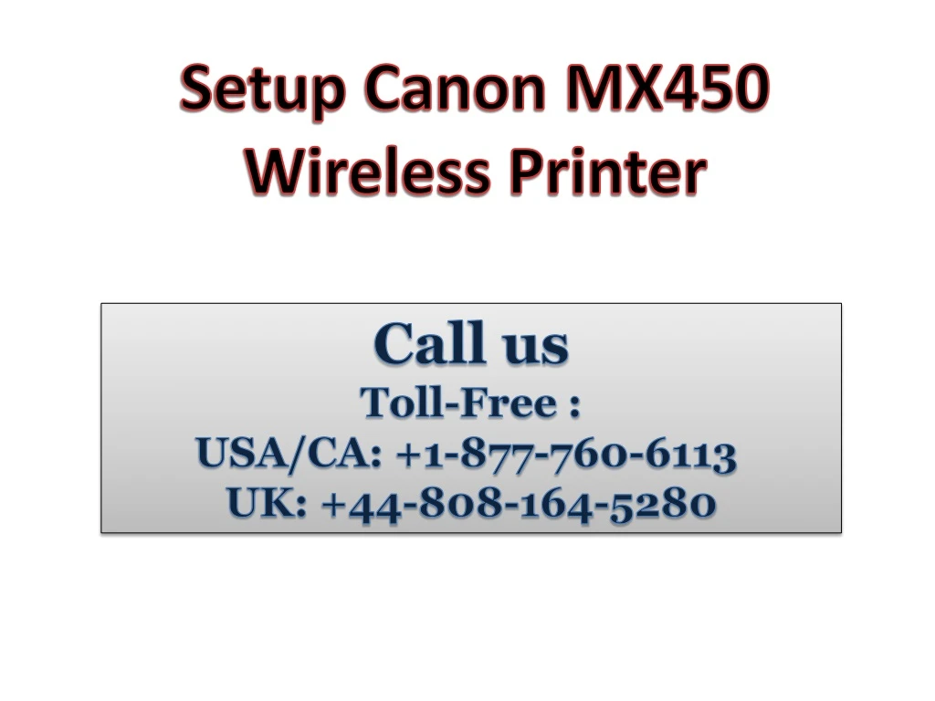 setup canon mx450 wireless printer