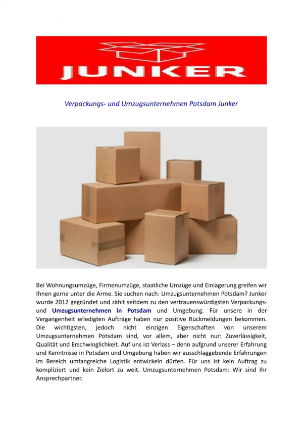 verpackungs und umzugsunternehmen potsdam junker
