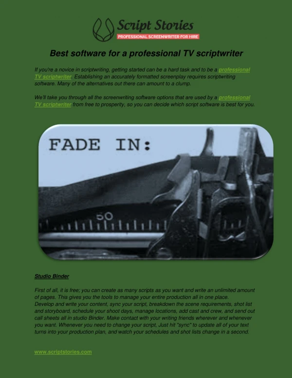 Best software for a professional TV scriptwriter