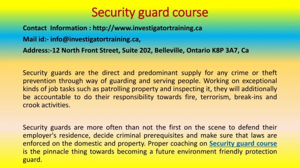 The Ultimate Secret of Security guard course