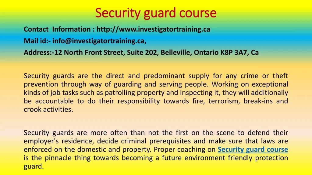 security guard course