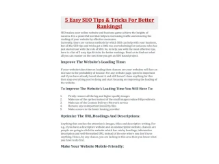 5 Easy SEO Tips & Tricks For Better Rankings! - slide 1