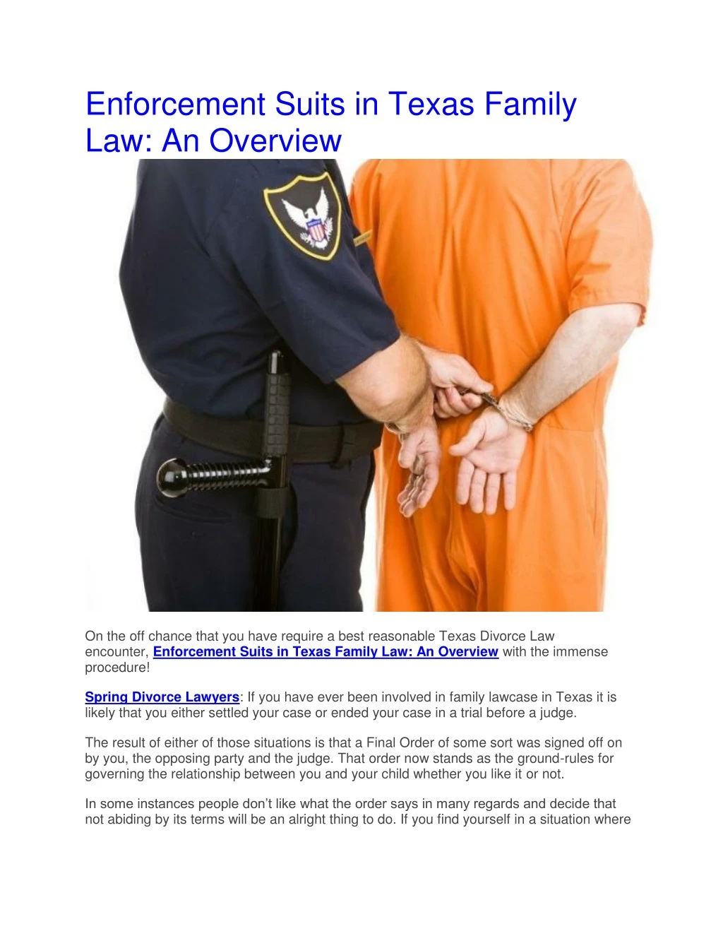 enforcement suits in texas family law an overview