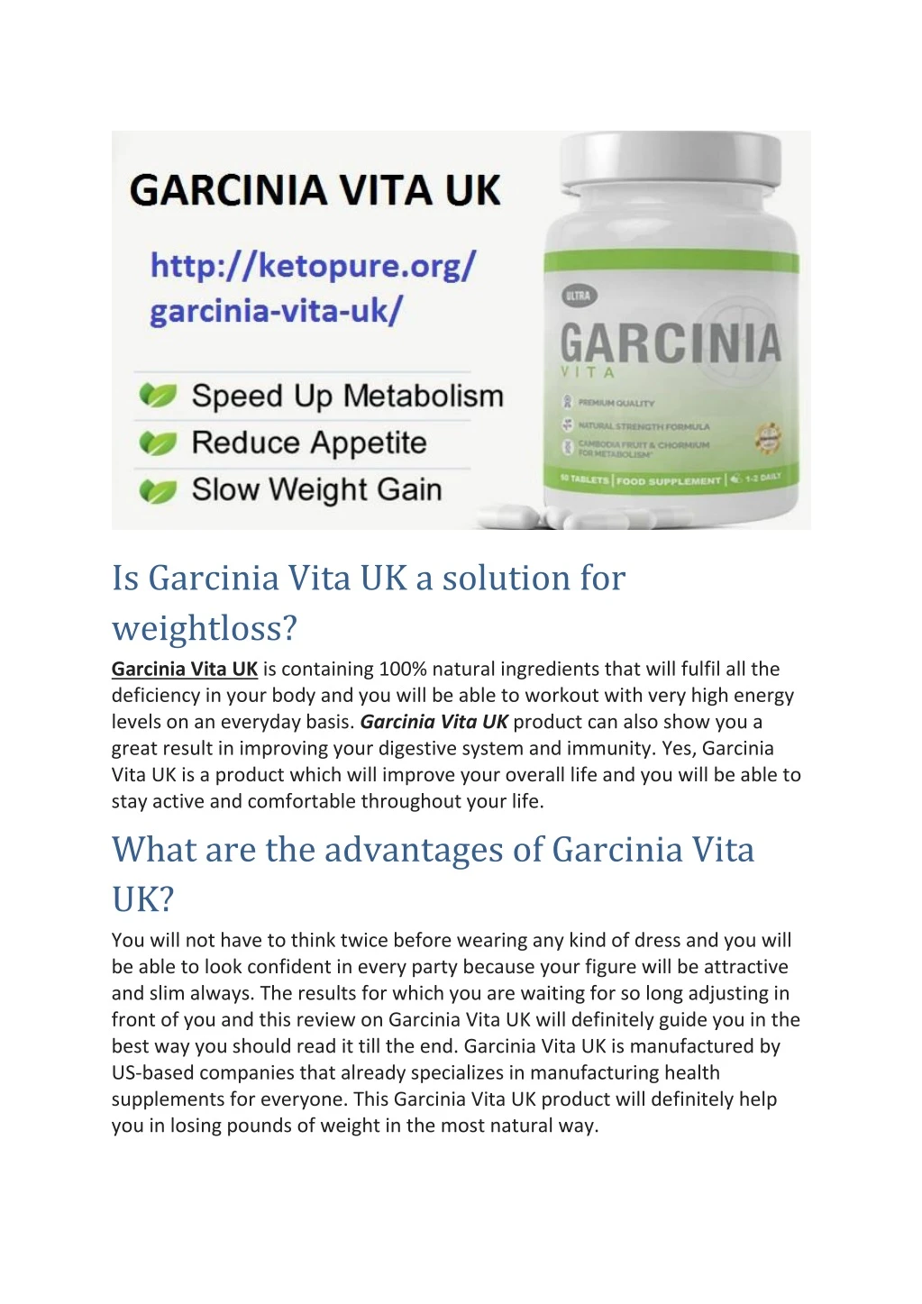 is garcinia vita uk a solution for weightloss