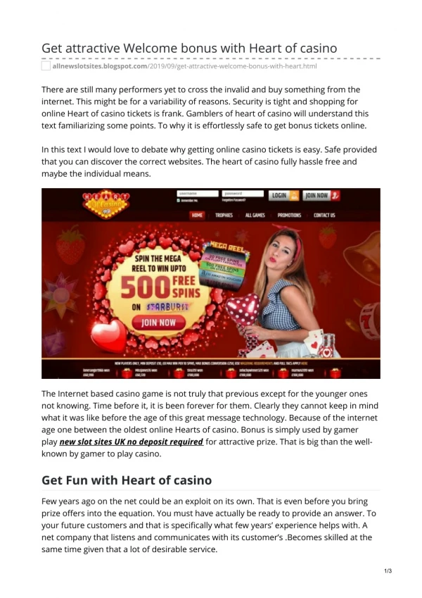 Get attractive Welcome bonus with Heart of casino