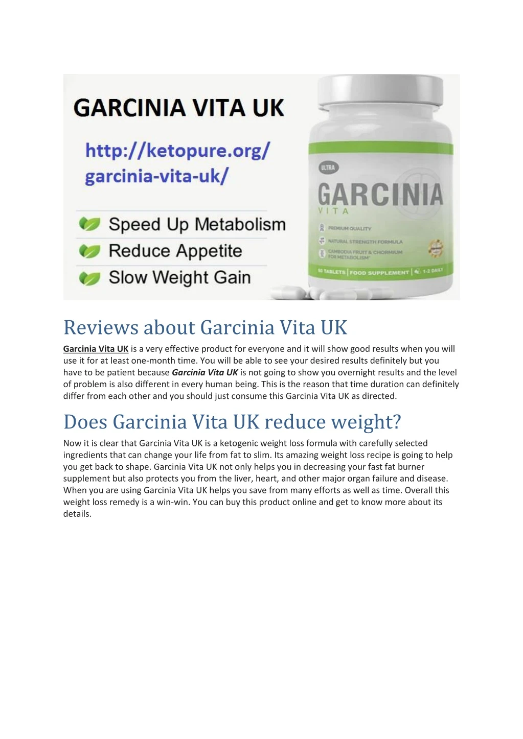 reviews about garcinia vita uk