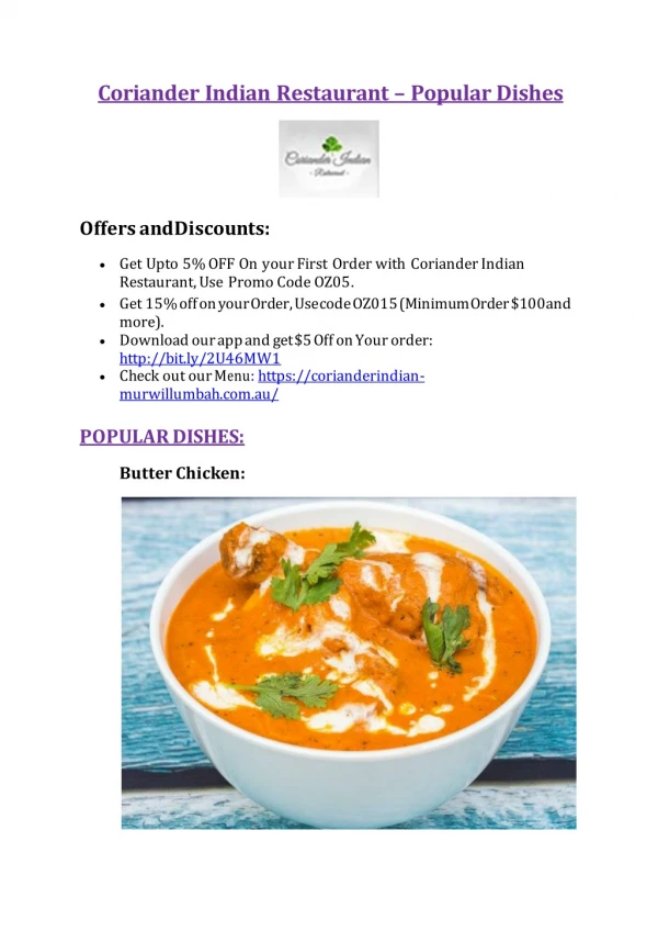 Coriander Indian Restaurant Menu - 5% OFF - Indian Restaurant